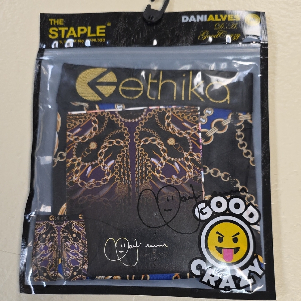 Ethika Black and Gold Chain Pattern Boxer Briefs